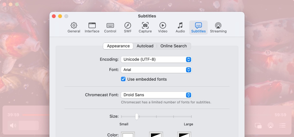 Change the font Customize subtitles on Mac